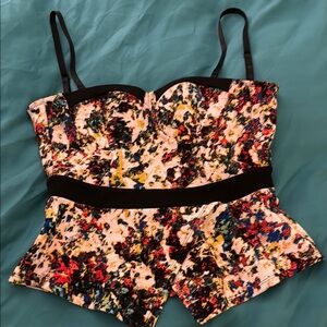 Material Girl Red and Pink Floral Skirt Set